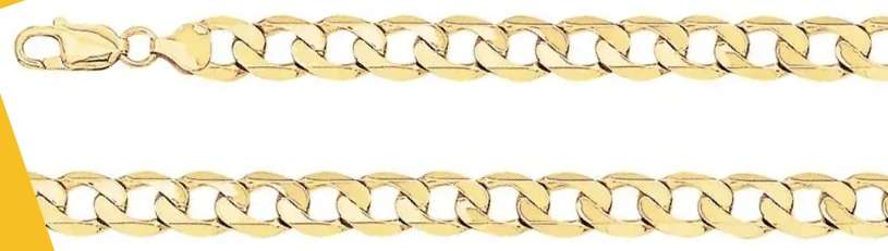 9k / 9ct gold oval curb CHAIN: 8.6mm wide, 60cm