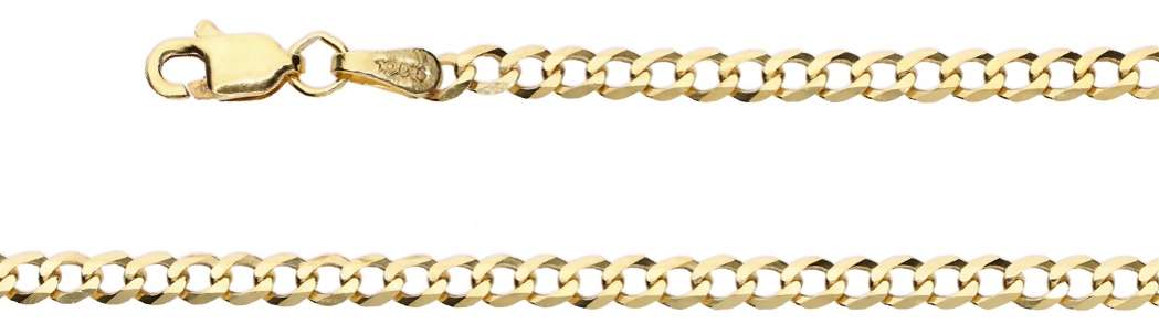 9k / 9ct gold Curb CHAIN: 3mm wide, 60cm
