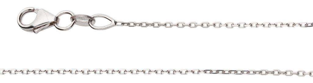 18k / 18ct white gold CHAIN: diamond-cut 0.9mm wide Anchor, 50cm