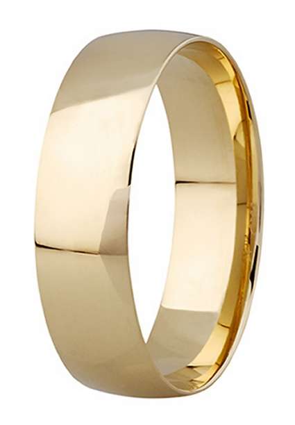 9k / 9ct gold Wedding Band / Ring, 6mm wide, half round, size P