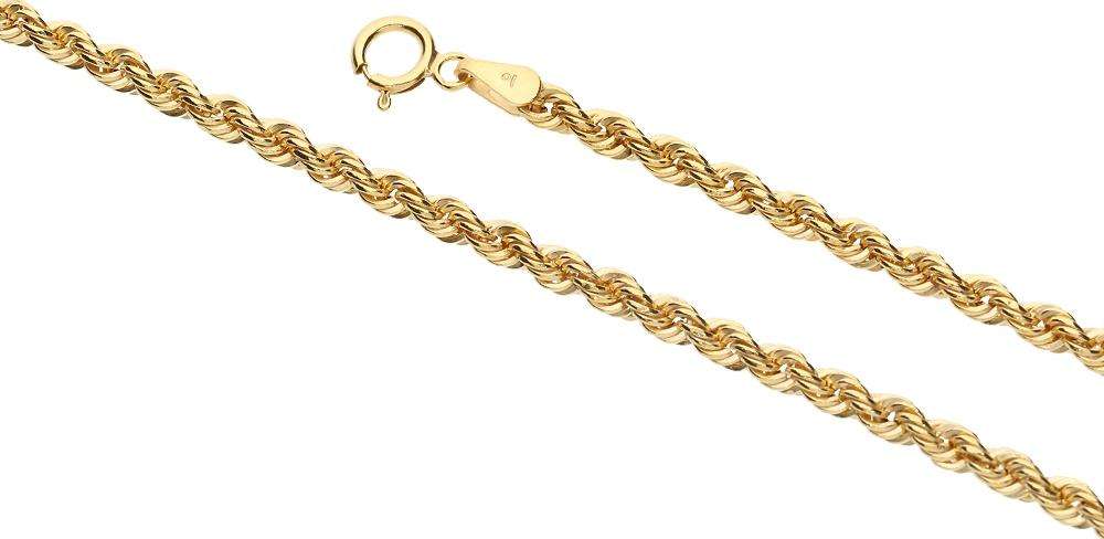 9k / 9ct gold Rope BRACELET: 2.6mm wide, 19cm