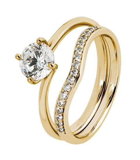 9k / 9ct gold curved BAND: simulated diamonds