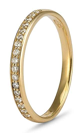 9k / 9ct yellow gold straight BAND: simulated diamonds