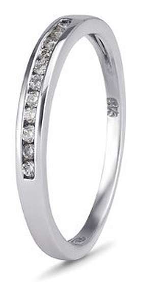 9k / 9ct white gold ETERNITY RING / BAND: channel set simulated diamonds