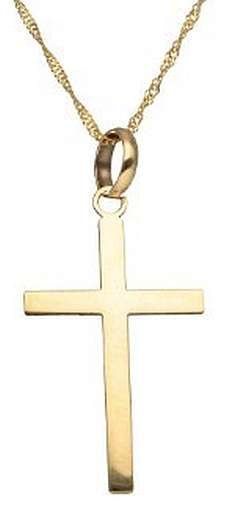 9k / 9ct yellow gold flat CROSS: 25.4x14mm