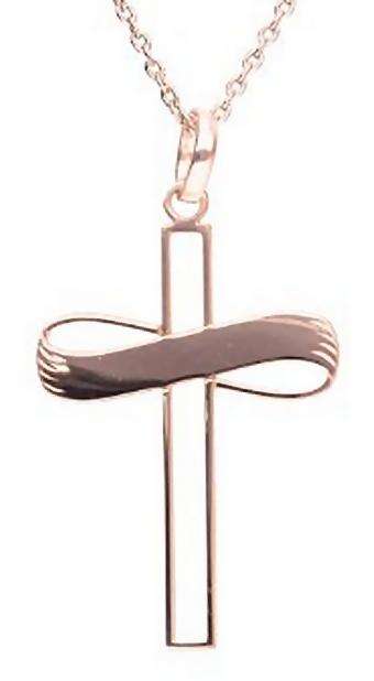 9k / 9ct rose gold cutout infinity Cross