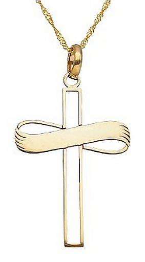 9k / 9ct yellow gold cutout infinity Cross