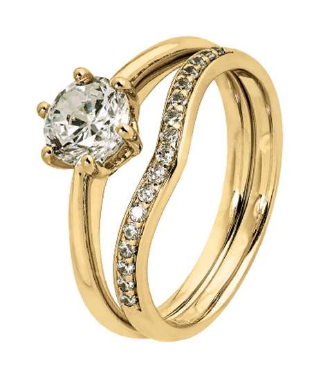 9k / 9ct gold curved BAND: simulated diamonds
