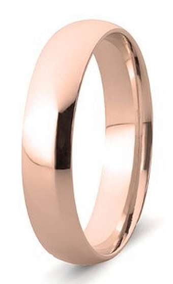 9k / 9ct rose gold Wedding Band / Ring, 5mm wide, half round, size X, Y or Z