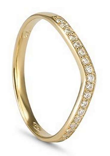 9k / 9ct gold curved BAND: simulated diamonds