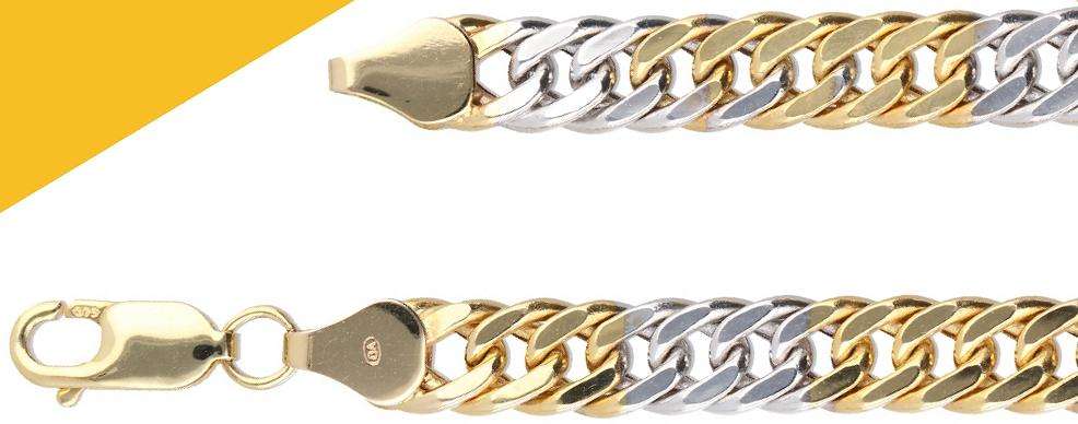 9k / 9ct yellow & white gold curb CHAIN: 7mm wide, 45cm  EXCLUSIVE. Limited!
