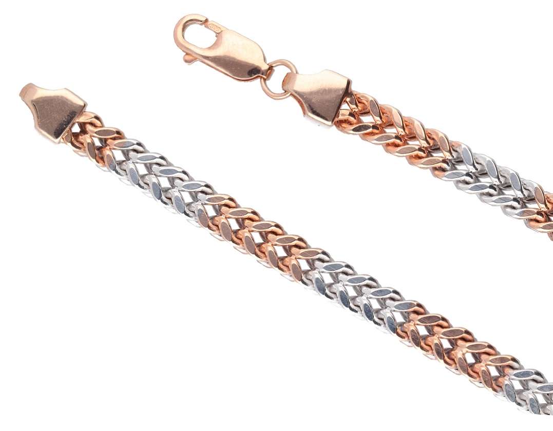 9k / 9ct rose & white gold Foxtail CHAIN: 5.2mm wide, 45cm  EXCLUSIVE link