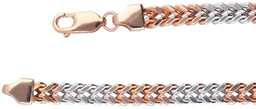 9k / 9ct rose & white gold Foxtail CHAIN: 5.2mm wide, 45cm  EXCLUSIVE link