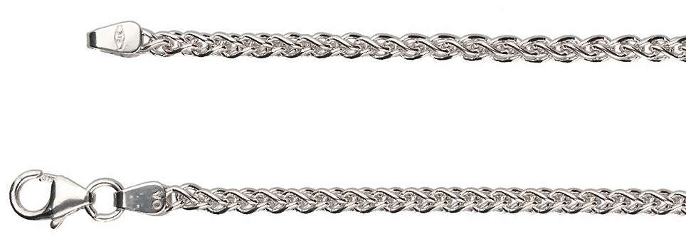 9k / 9ct white gold CHAIN: Wheat or Spiga link, 2.55mm wide, 45cm  an EXCLUSIVE link