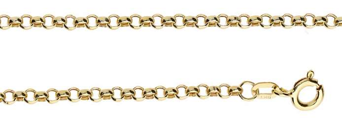 9k / 9ct gold Rolo / Belcher BRACELET: 2.5mm wide, 19cm