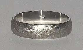 9k / 9ct white gold Wedding Band / Ring, 5mm wide, BLASTED, half round, size S, T or U