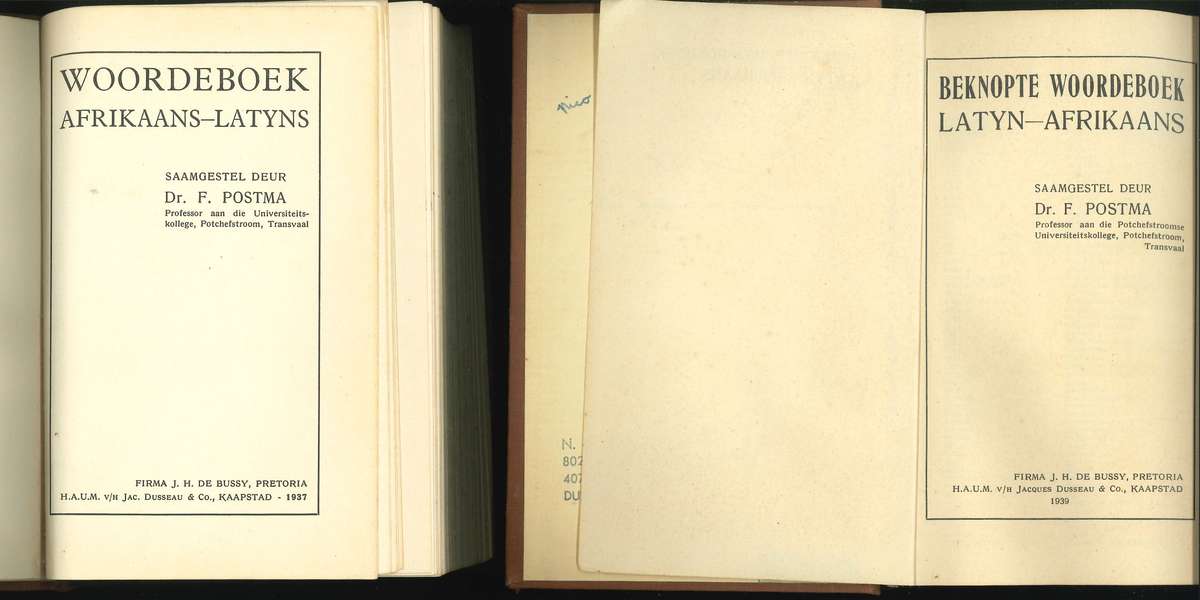 WOORDEBOEKE Afrikaans - Latyn **1st Editions**