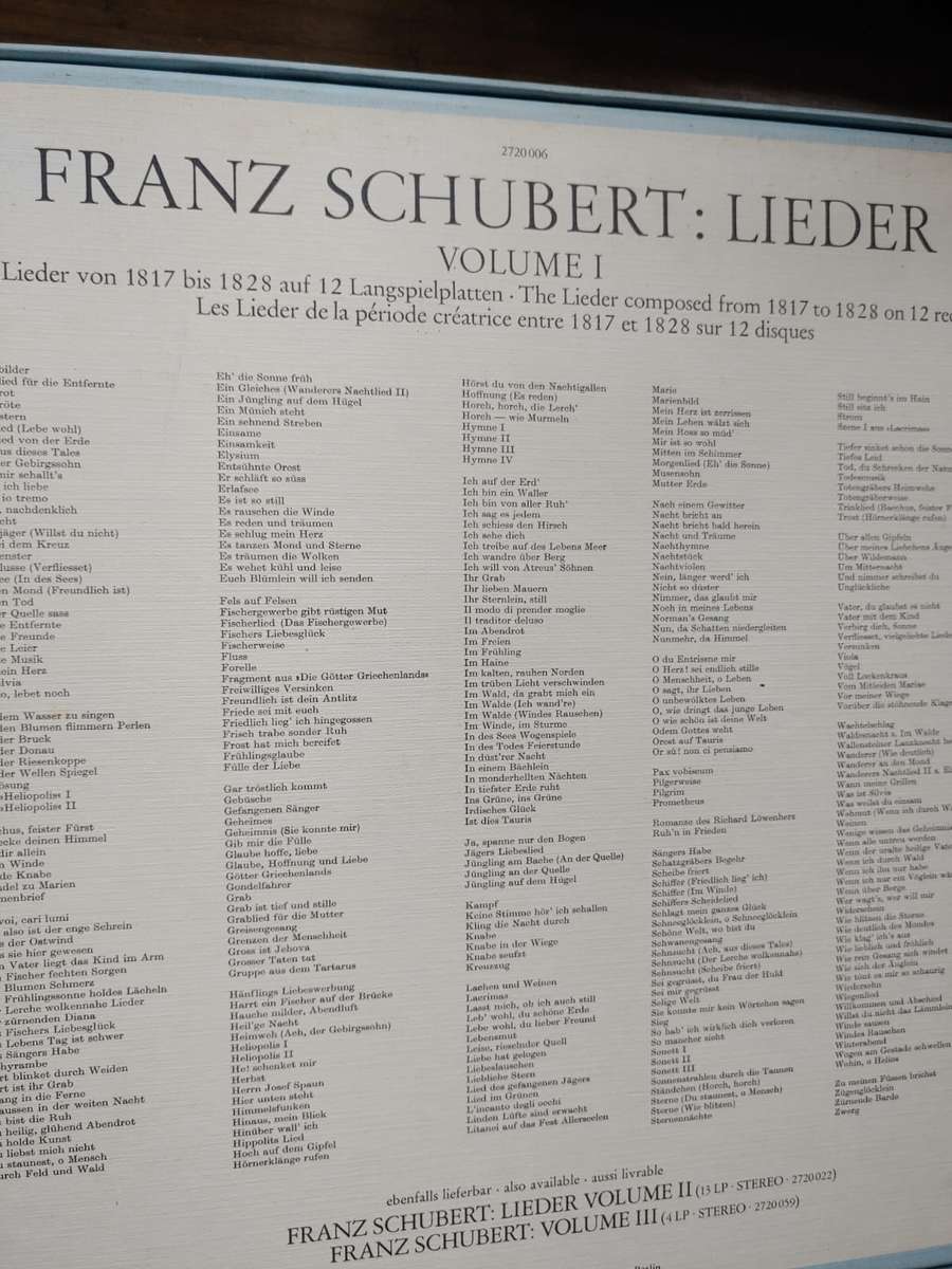 Franz Schubert - Lieder Vol. 1 - 12 LP Box Set - Deutsche Grammophon