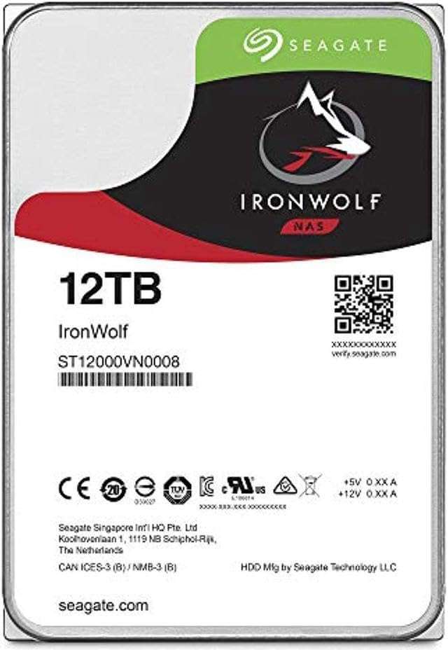 Seagate ST12000VN0008 IronWolf 12TB 7200RPM 256MB Cache SATA 6Gb/s 3.5" NAS Internal Hard Drive