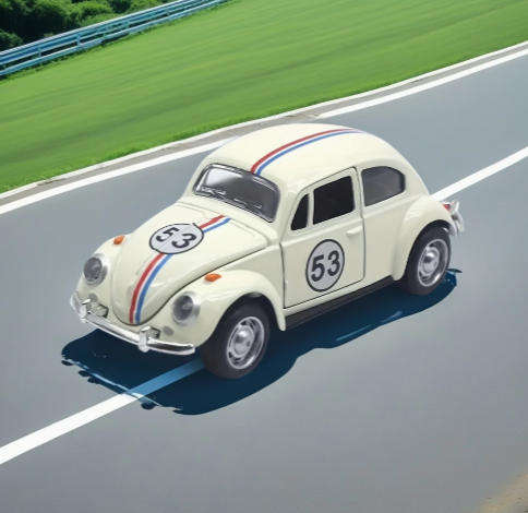 Vintage Volkswagen Beetle Classic Die-Cast  Scale 1:32 Metal Casting Alloy Pull Back Car