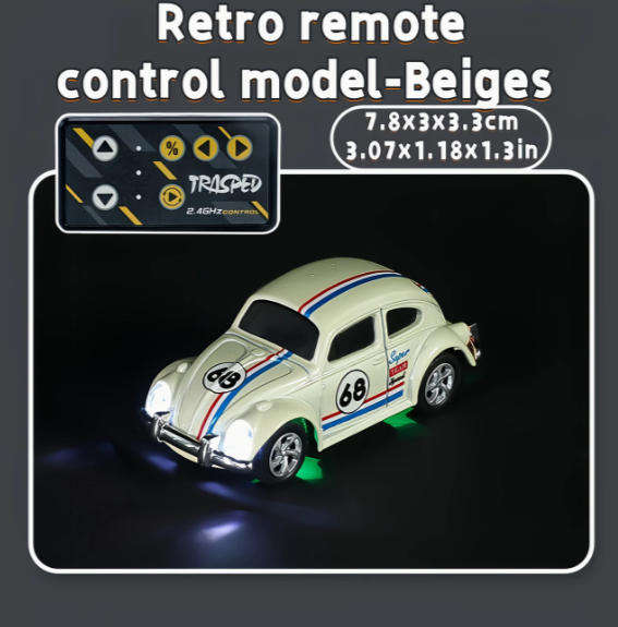 Vintage Volkswagen Beetle 1:64 Alloy Remote Control Car with 3 Speed Gears