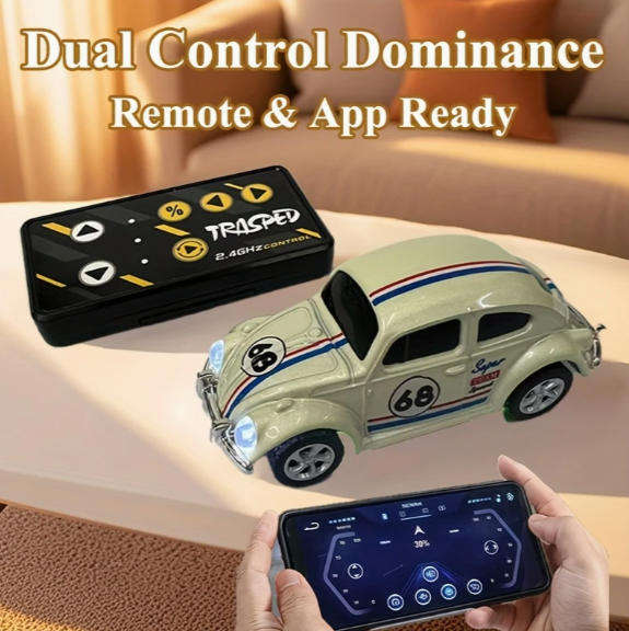 Vintage Volkswagen Beetle 1:64 Alloy Remote Control Car with 3 Speed Gears