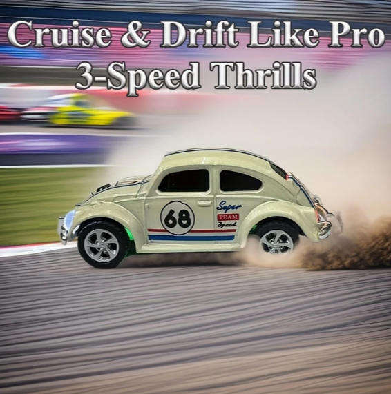 Vintage Volkswagen Beetle 1:64 Alloy Remote Control Car with 3 Speed Gears