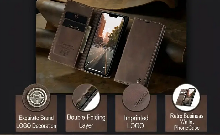 Samsung Galaxy A14 Cell Phone Cover with Card Slots and Magnetic Closure