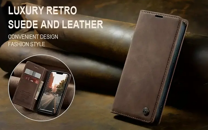 Samsung Galaxy A14 Cell Phone Cover with Card Slots and Magnetic Closure