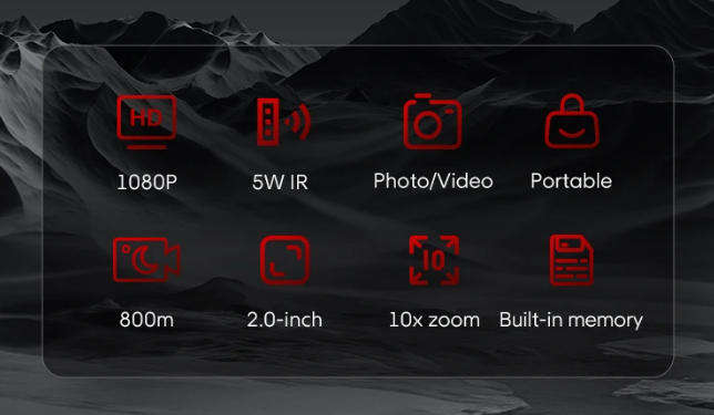 INSKAM Infrared Night Vision Scope 10X Magnification, 800m range, HD 1080P Digital Monocular