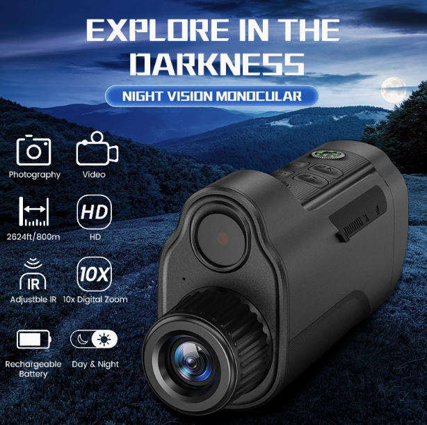 INSKAM Infrared Night Vision Scope 10X Magnification, 800m range, HD 1080P Digital Monocular