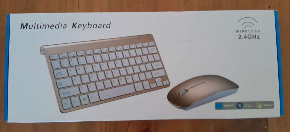 Keyboard and Mouse Set Wireless Bluetooth White and Old Gold