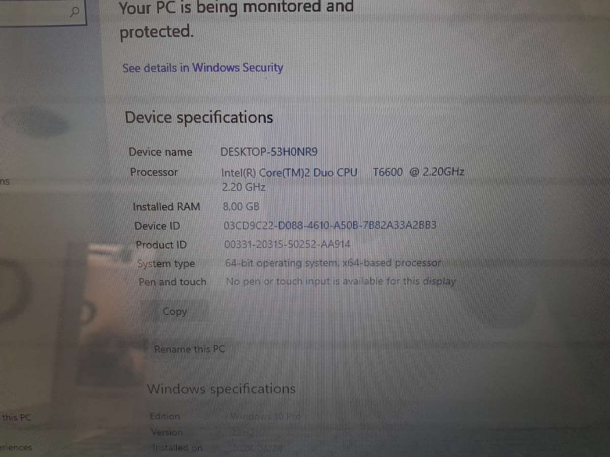 Lenovo G550 2 Intel.Core 2 DUO CPU 2.20GHz 8GB 64Bit
