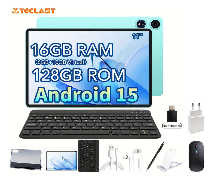11 Inch Android 15 Tablet 16GB RAM DDR5 128GB SSD + SD Card 512GB Octa-core with Accessories