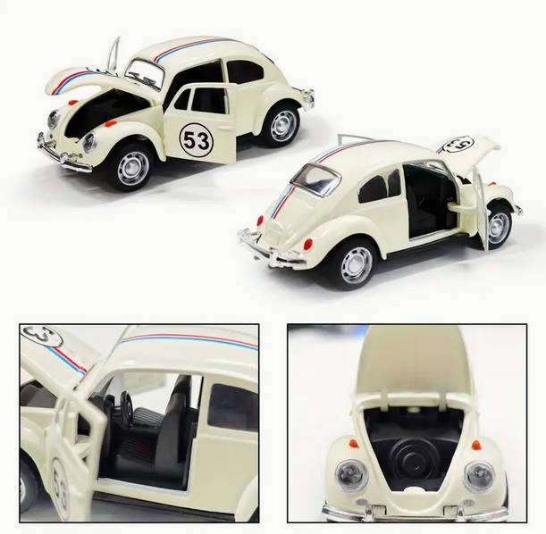 Vintage Volkswagen Beetle Classic Die-Cast  Scale 1:32 Metal Casting Alloy Pull Back Car