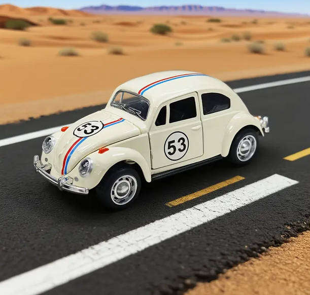Vintage Volkswagen Beetle Classic Die-Cast  Scale 1:32 Metal Casting Alloy Pull Back Car