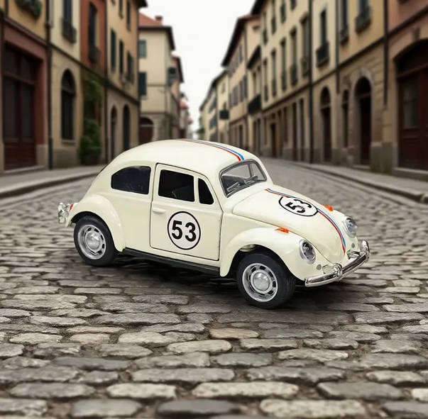Vintage Volkswagen Beetle Classic Die-Cast  Scale 1:32 Metal Casting Alloy Pull Back Car