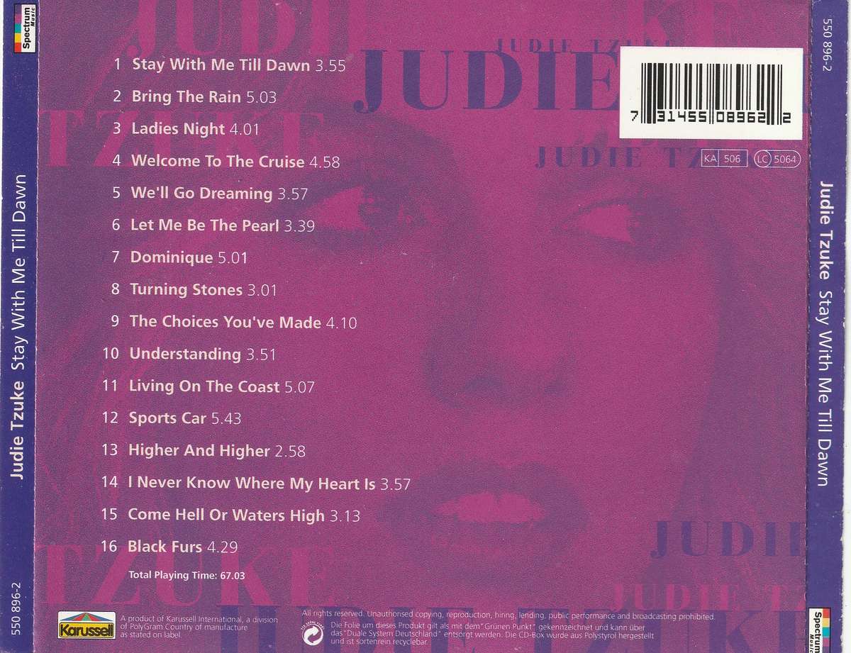 Judie Tzuke - Stay With Me Till Dawn CD Import