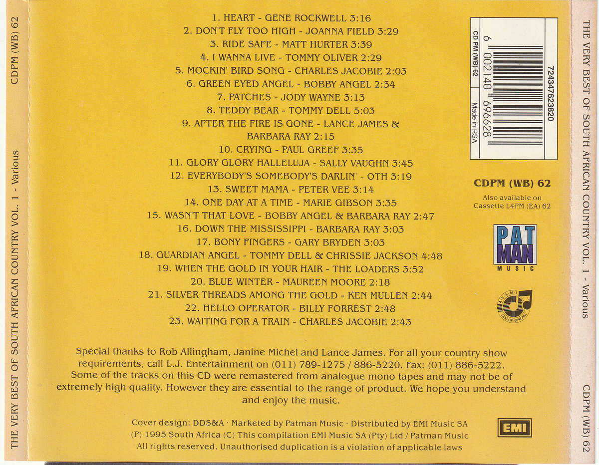 Various - Very Best of South African Country Volume 1 CD