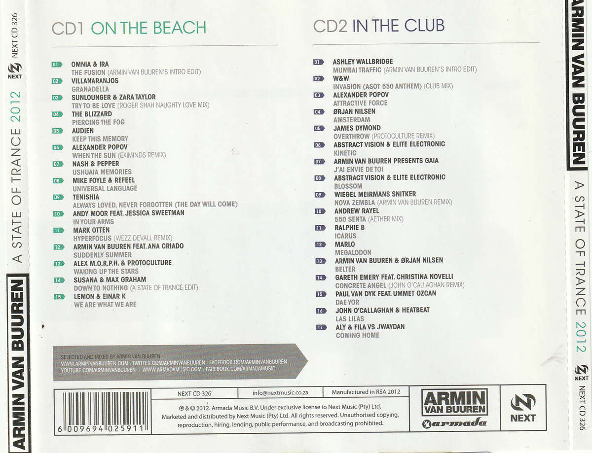 Armin van Buuren - A State of Trance 2012 Double CD D