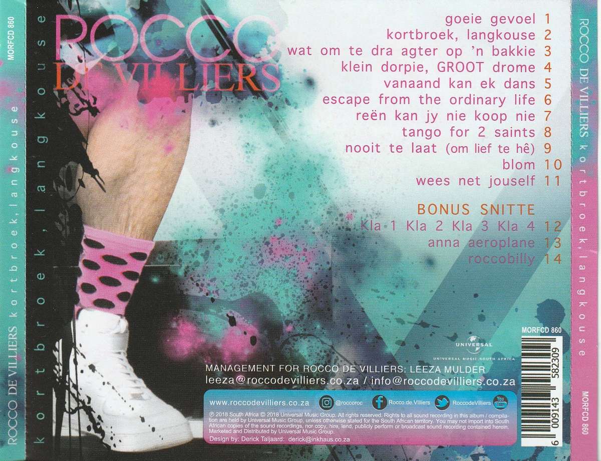 Rocco de Villiers - Kortbroek, Langkouse CD D (B2)