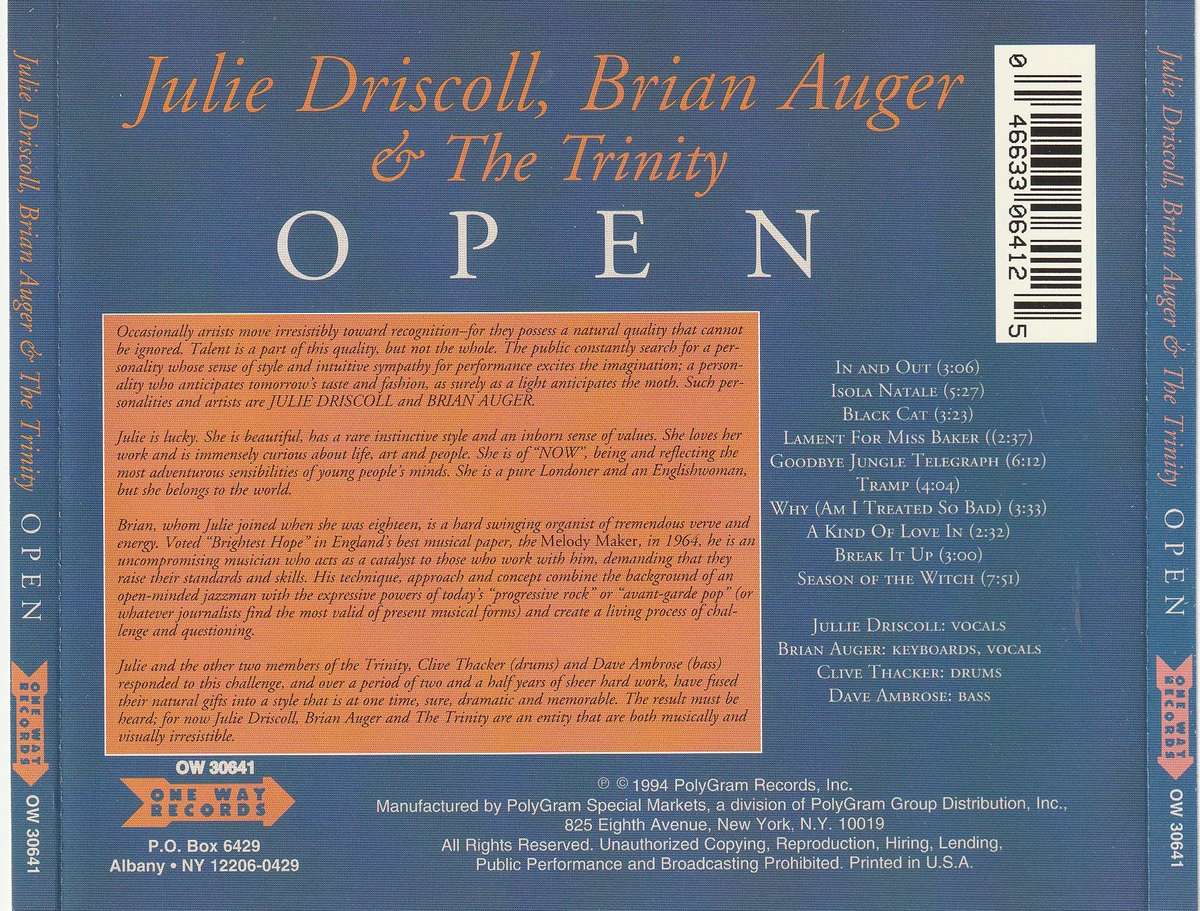 Julie Driscoll, Brian Auger & the Trinity - Open CD Import