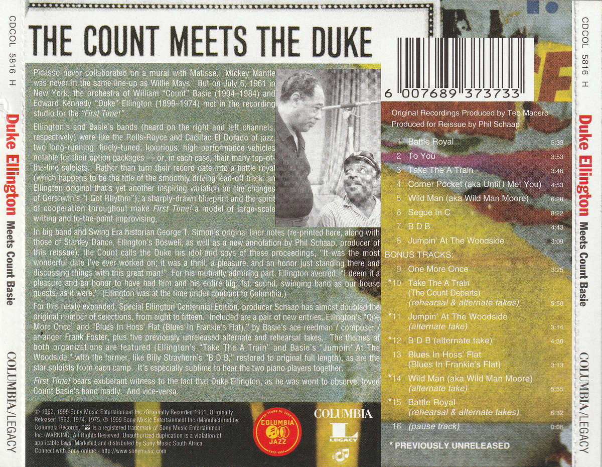 Duke Ellington & Count Basie - First Time! the Count Meets the Duke CD D