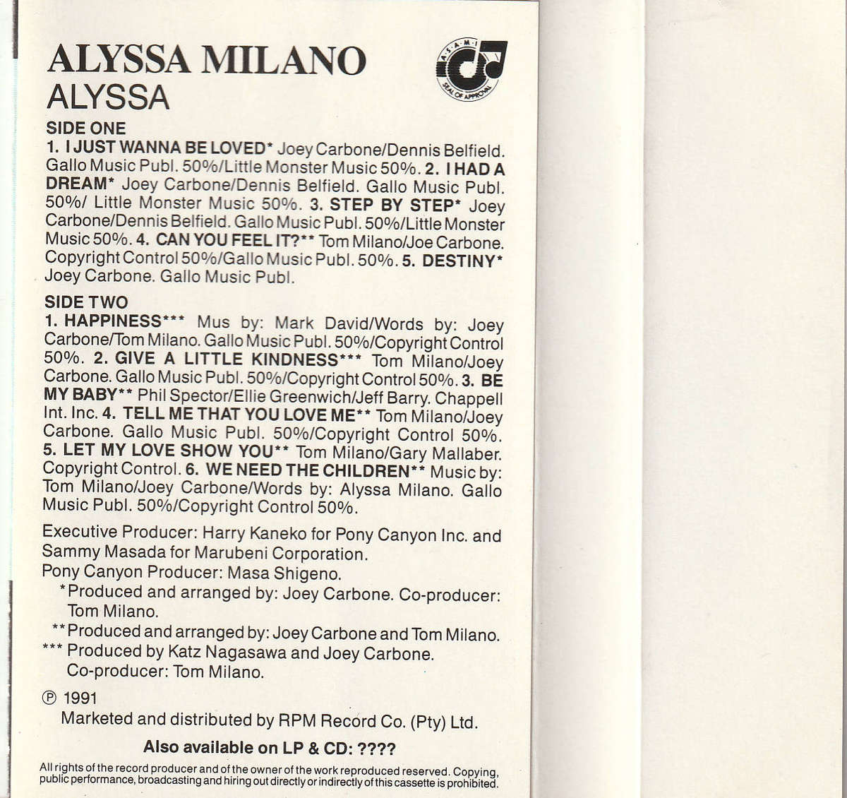 Alyssa Milano - Alyssa Cassette D