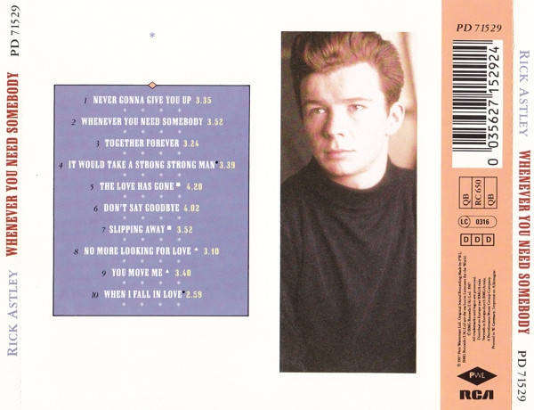 Rick Astley - Whenever You Need Somebody CD Import