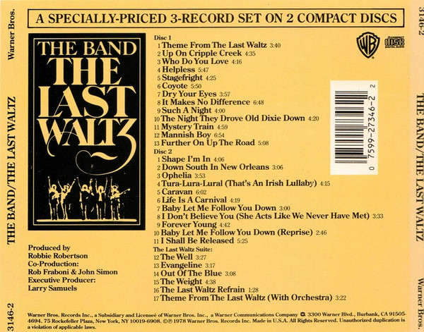 The Band - The Last Waltz Double CD Import