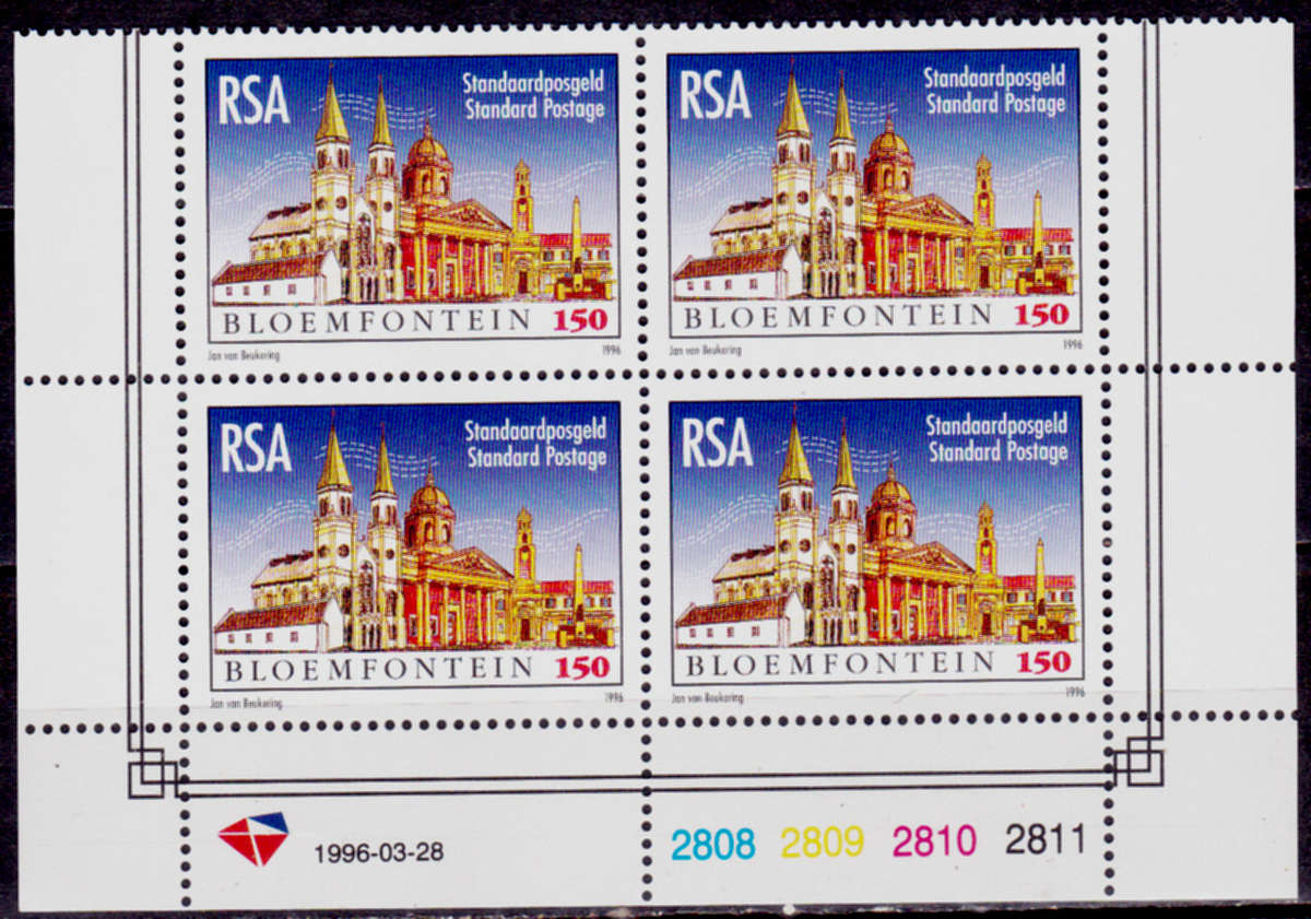 RSA 1996, 28 March. 150th ANNIV BLOEMFONTEIN, control, MNH, CV R 60.00 view scans