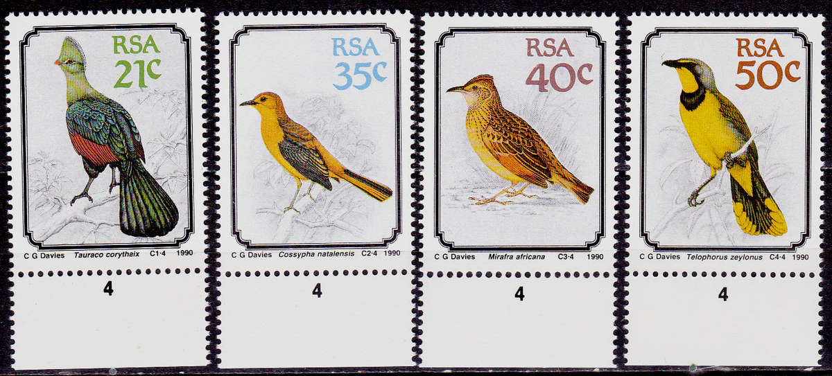 RSA 1990, 2 Aug. SOUTH AFRICAN BIRDS, set, MNH, CV R 27.00 view scans