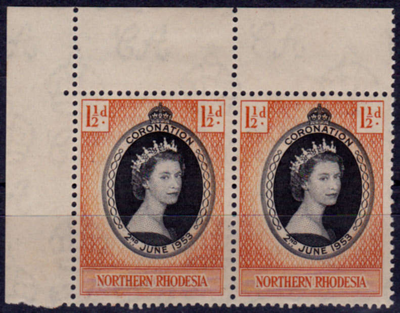 NORTHERN RHODESIA 1953, 2 June. CORONATION QEII, single pair, MH, CV R 26.00 view scans