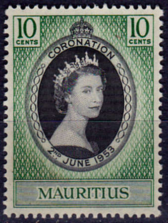 MAURITIUS 1953, 2 June. CORONATION OF QEII, single, MH, CV +/-R 20.00, view scans